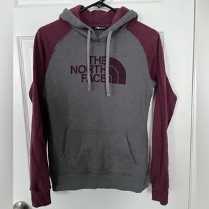 The North Face Colorblock Style Hoodie - Maroon and Gray- XS